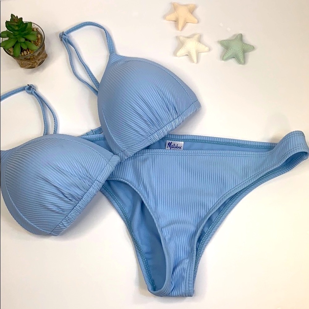 NWOT Malibu Dream Girl Sky Blue Bikini w/ Hipster